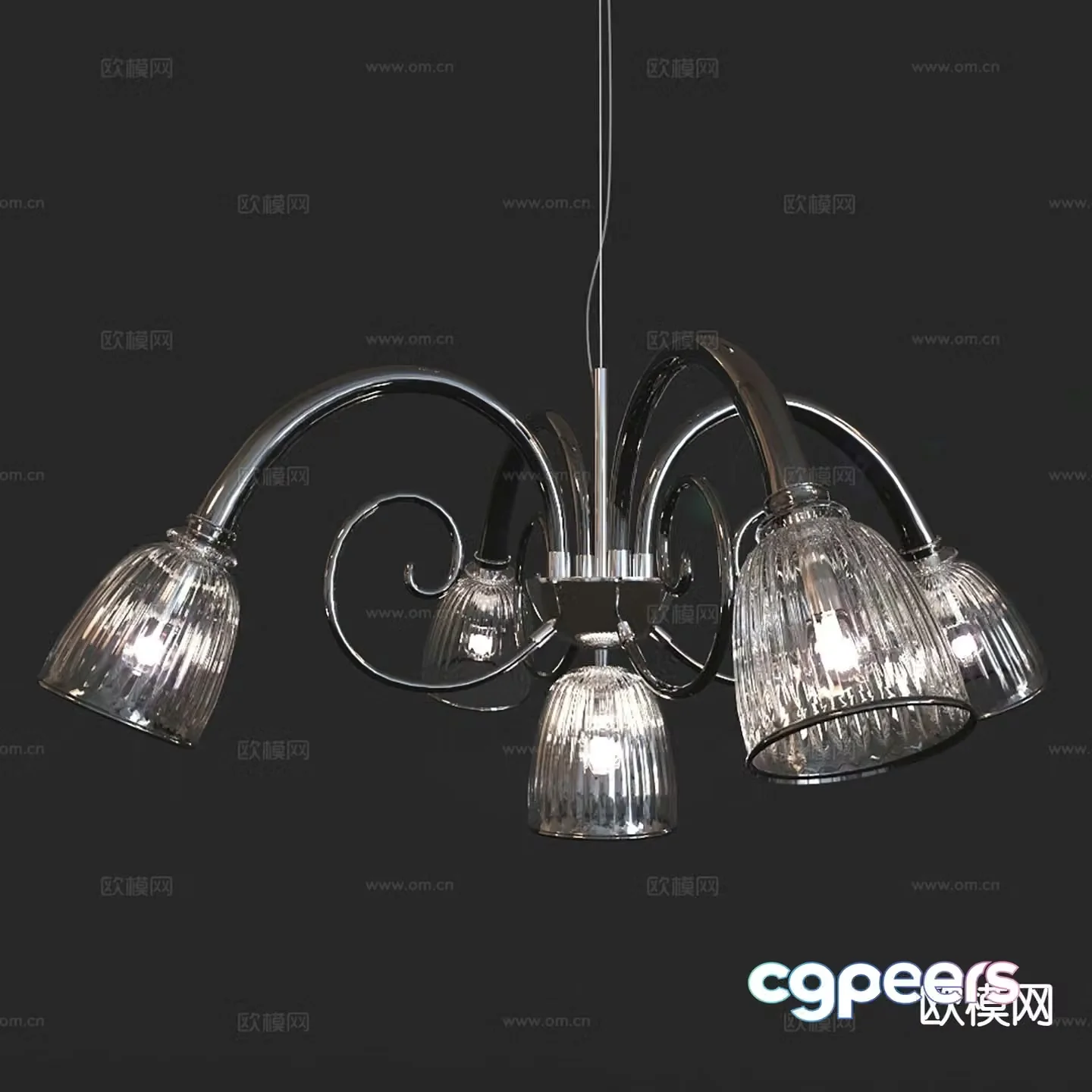 Simple European chandelier glass chandelier 3d model