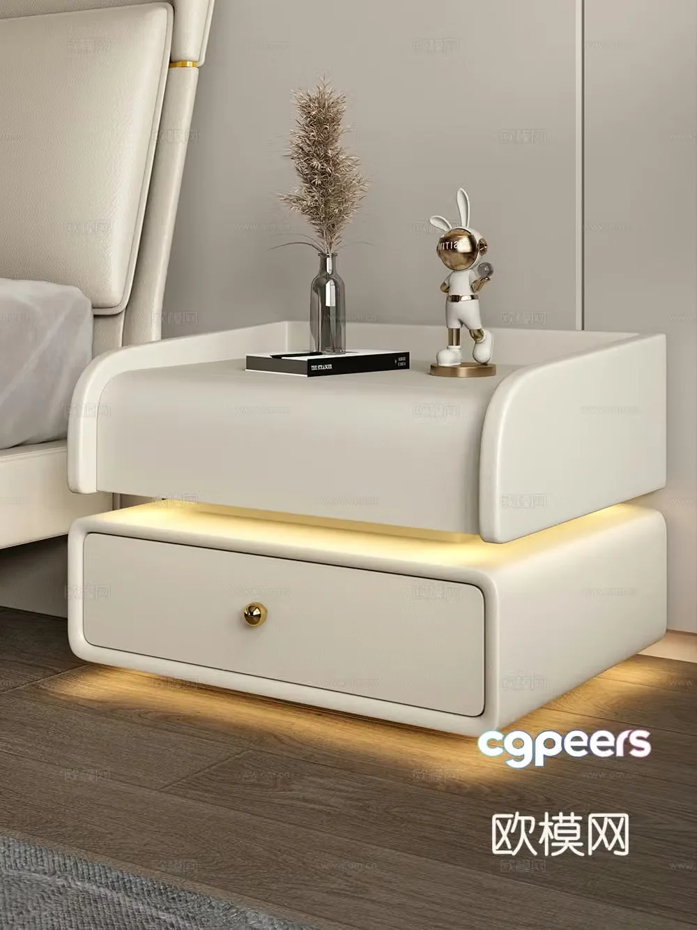 Creamy wind bedside table Bedside table Creamy wind bedroom Bedside table 3d model