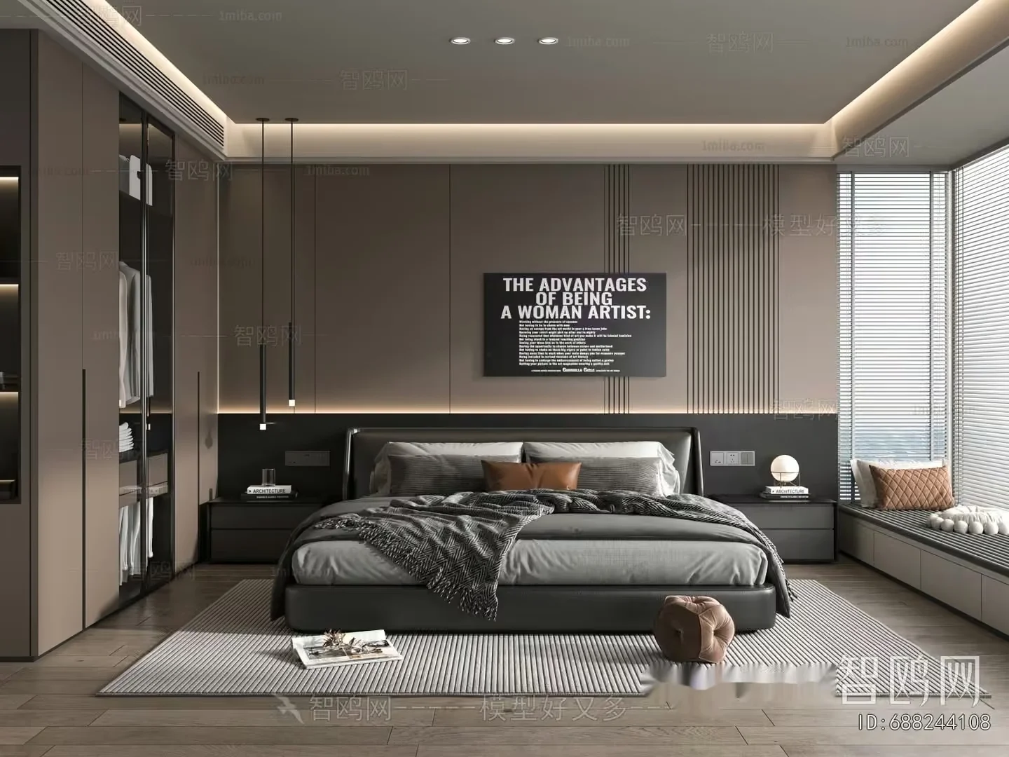 Modern Cozy Bedroom 3D Model – 15943 – VRAY Render