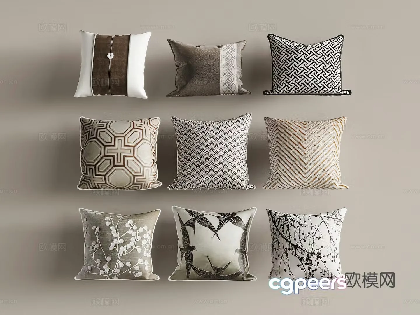 New Chinese style pillow 3D model