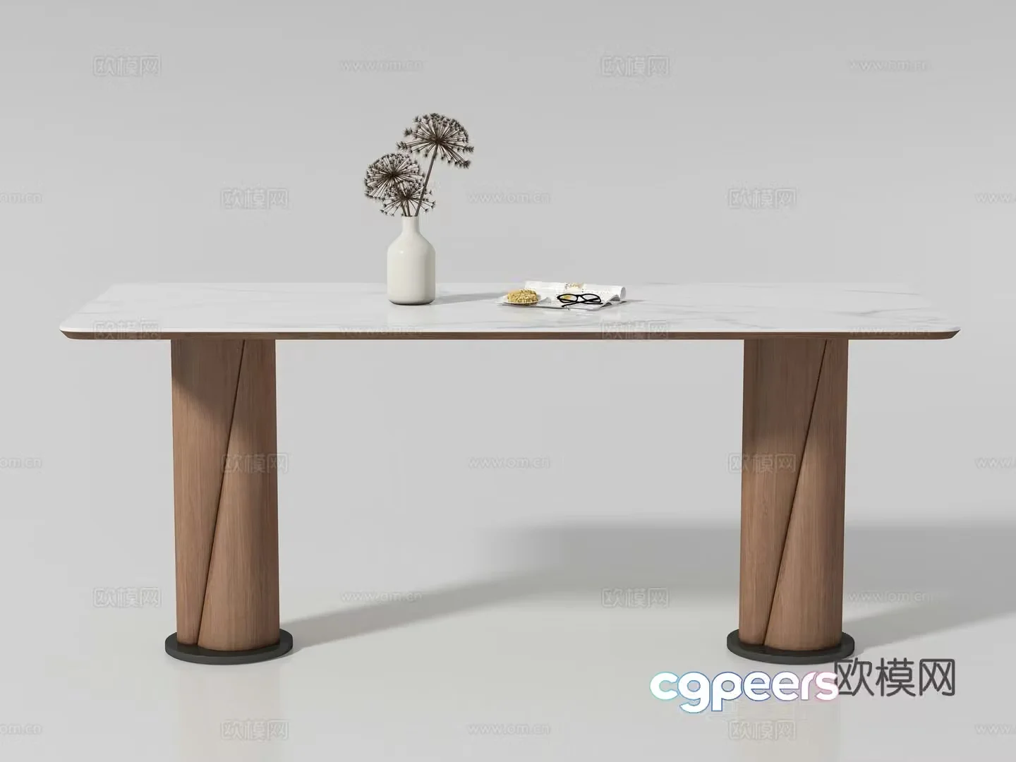 Modern medieval style long dining table 3D model