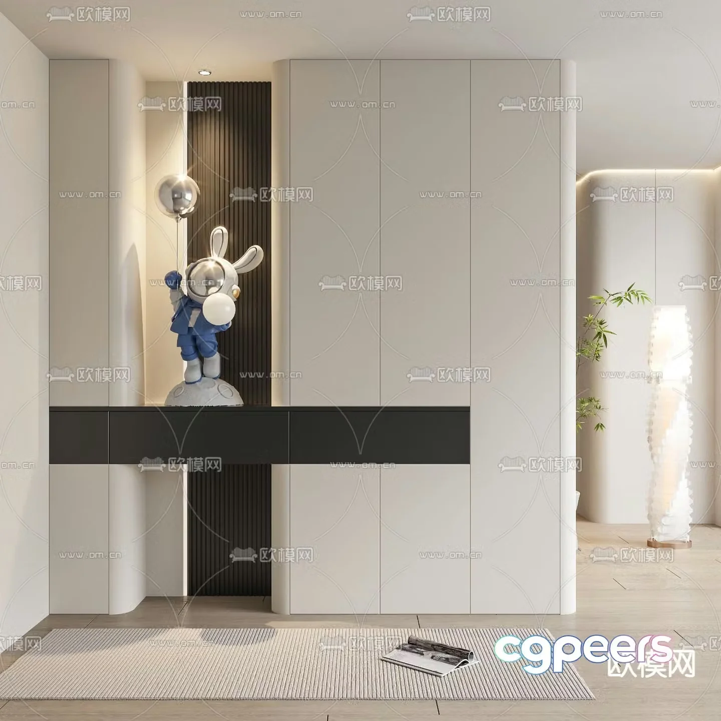 Modern entrance shoe cabinet 3d model