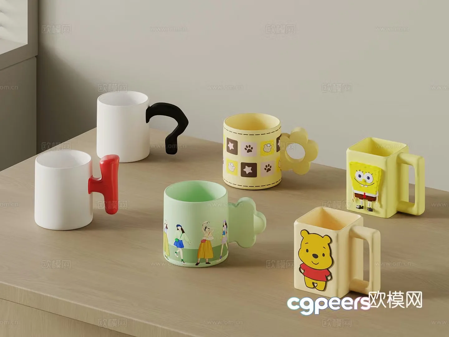 Modern cartoon water cup 3d model