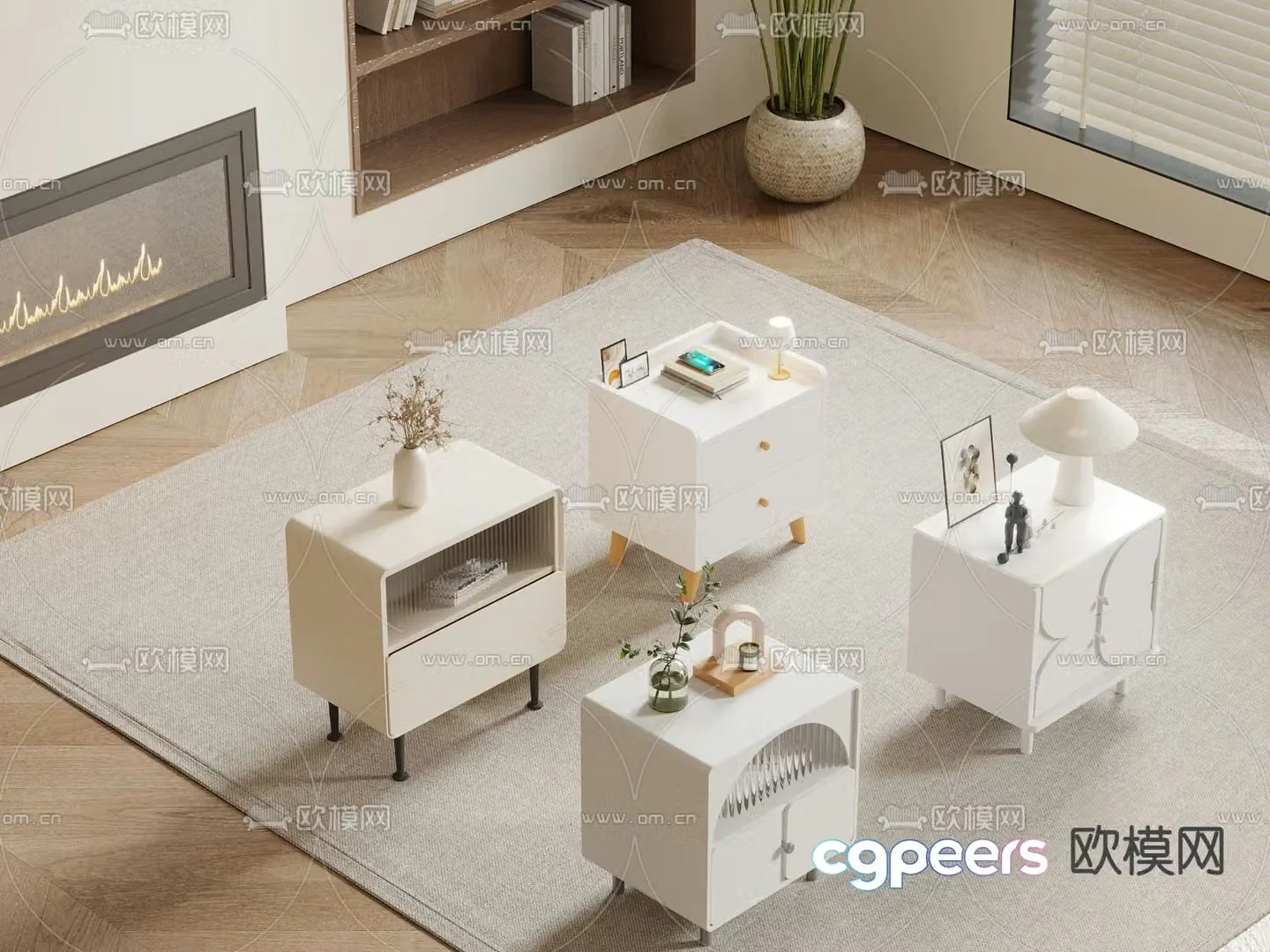 bedside table chest 3d model