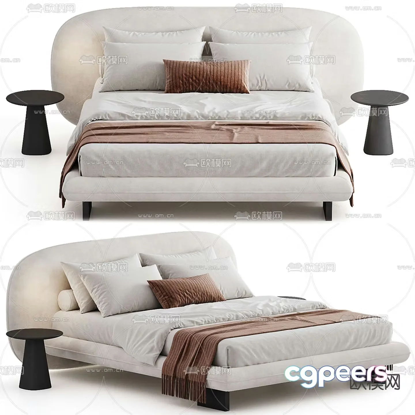 Fabric double bed 3d model