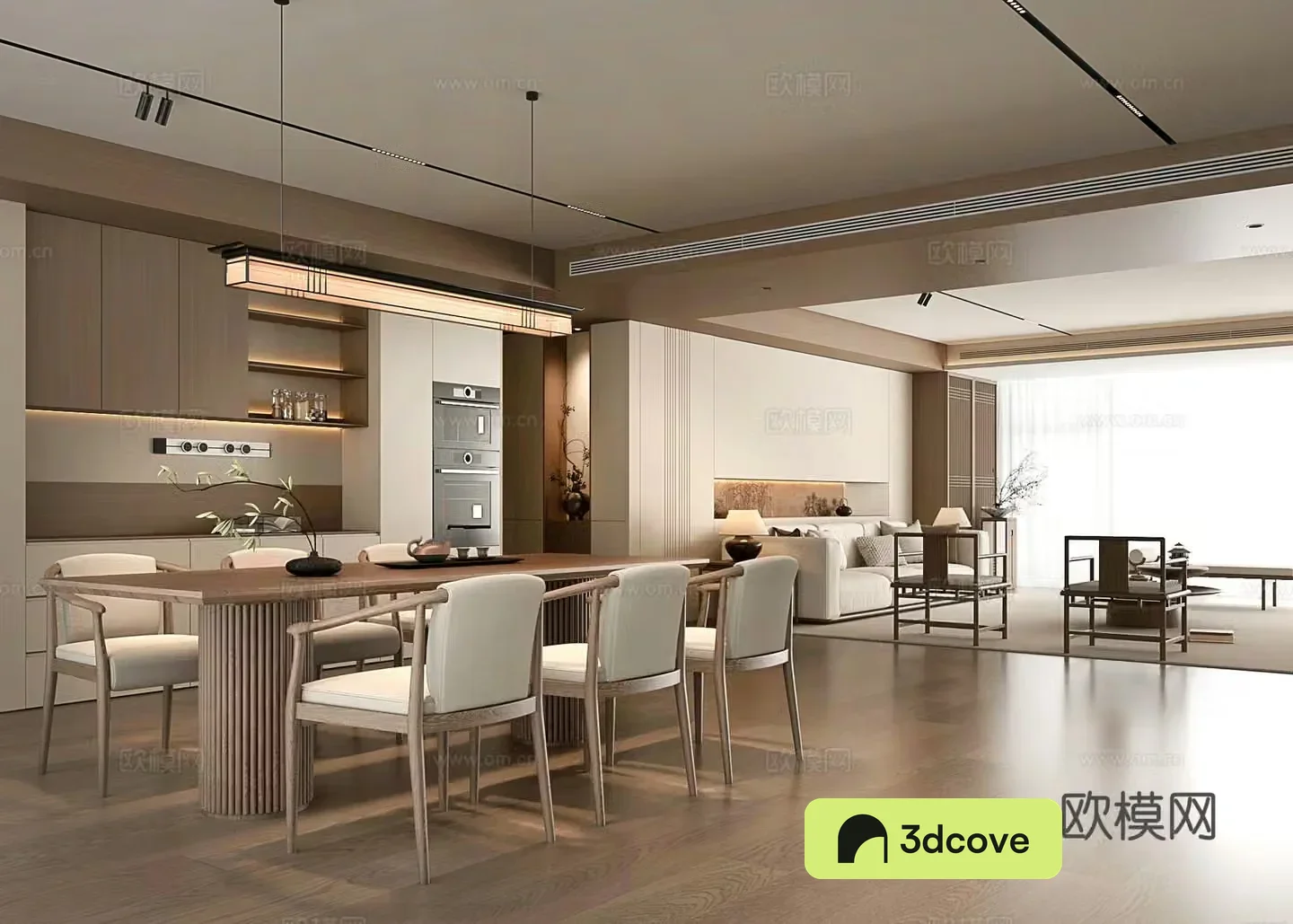 New Chinese style Song style aesthetics Living and dining room 3d model