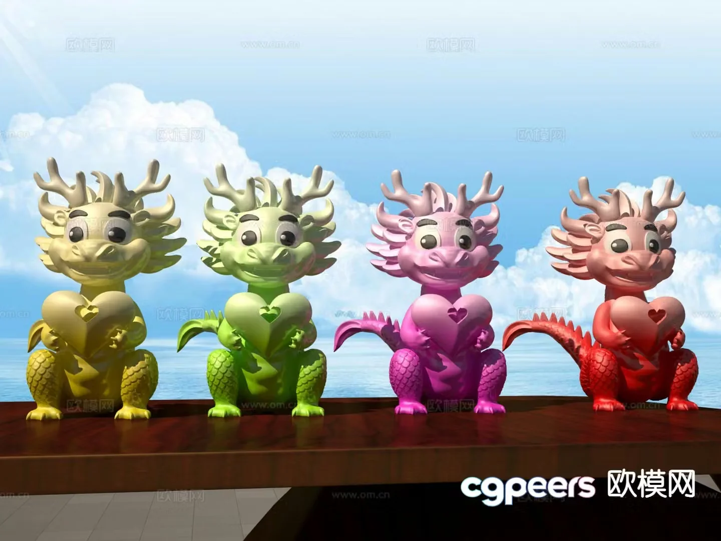 Little Dragon Fashionable Toy Sculpture Doll Cartoon Ornament 3D Model