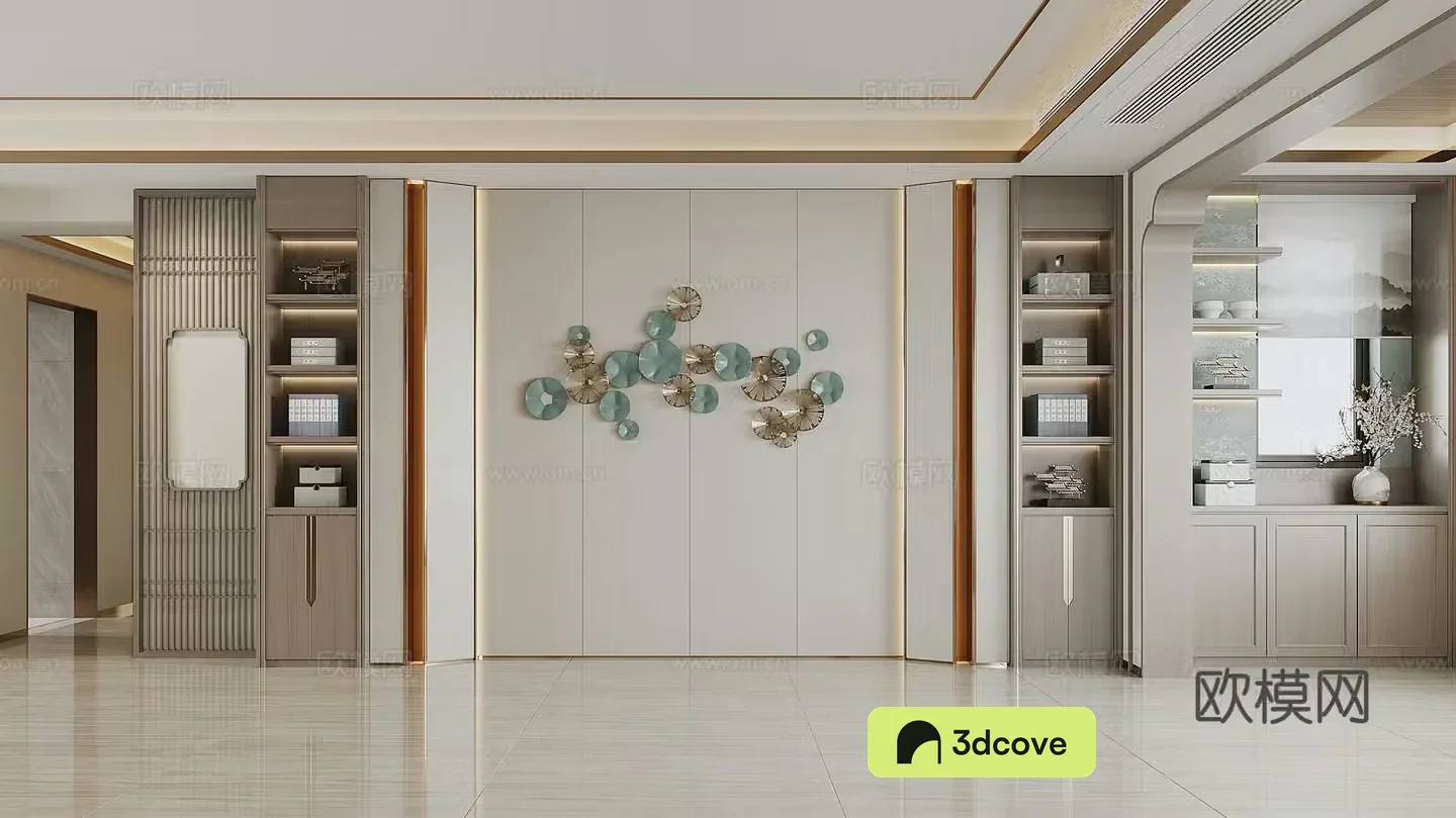 New Chinese sofa background wall