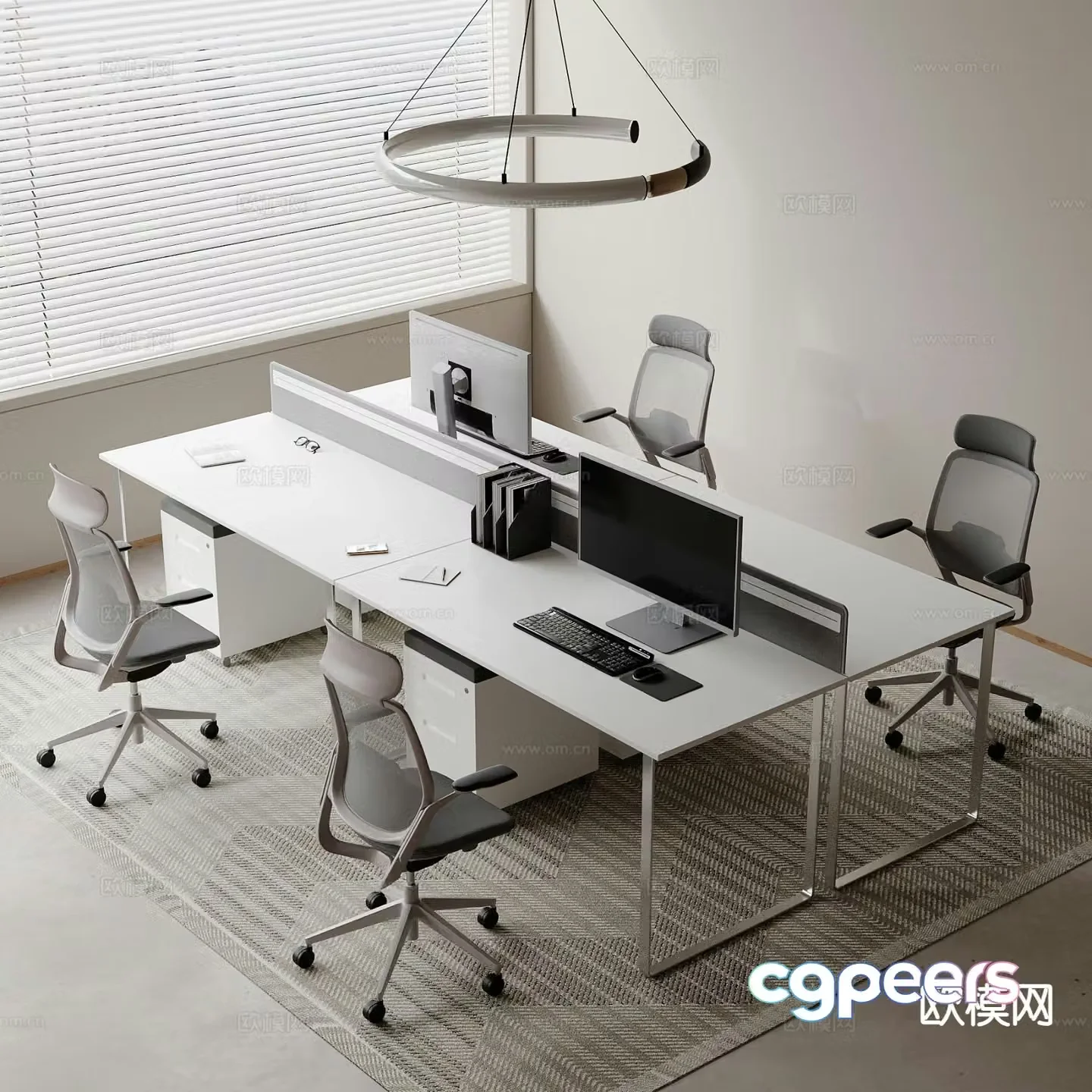 Card space desk staff desk staff desk 3d model