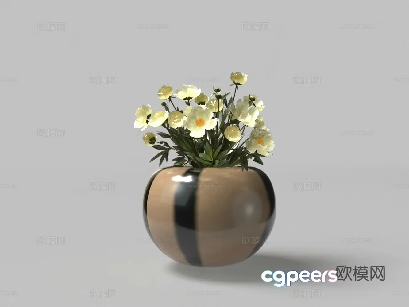 Modern plant yellow flower spherical potted plant 3D model