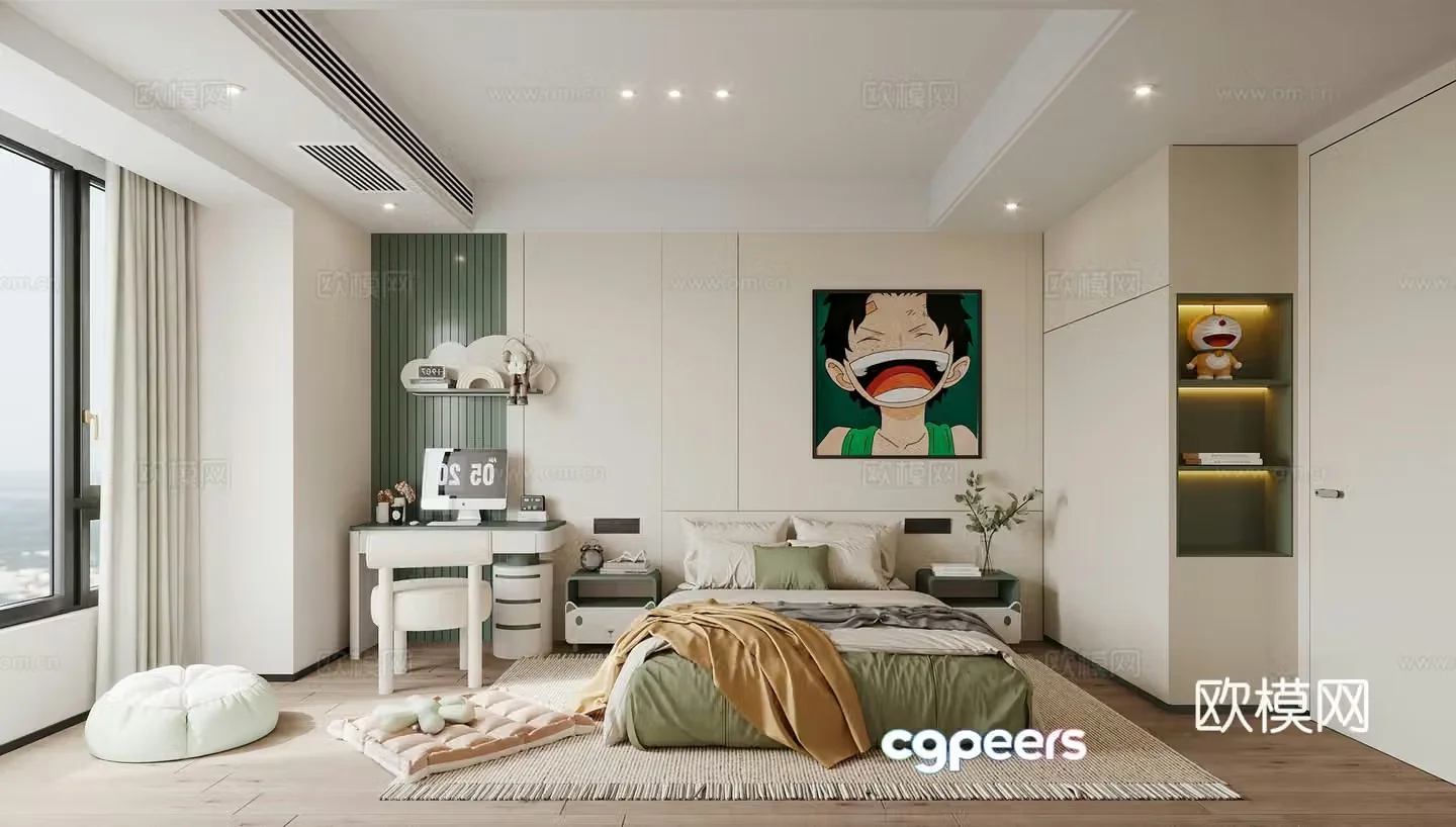 Creamy children’s room boy’s room children’s decoration painting children’s finished desk children’s bed 3d model