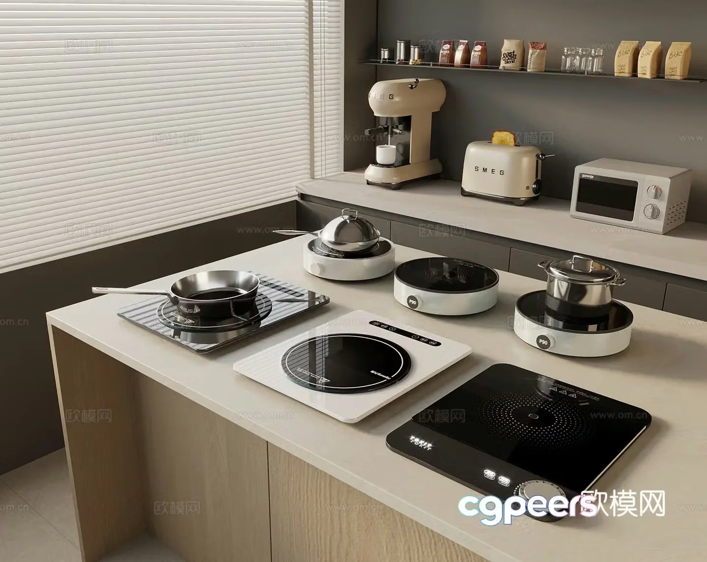 Modern electrical appliances microwave oven 3d model