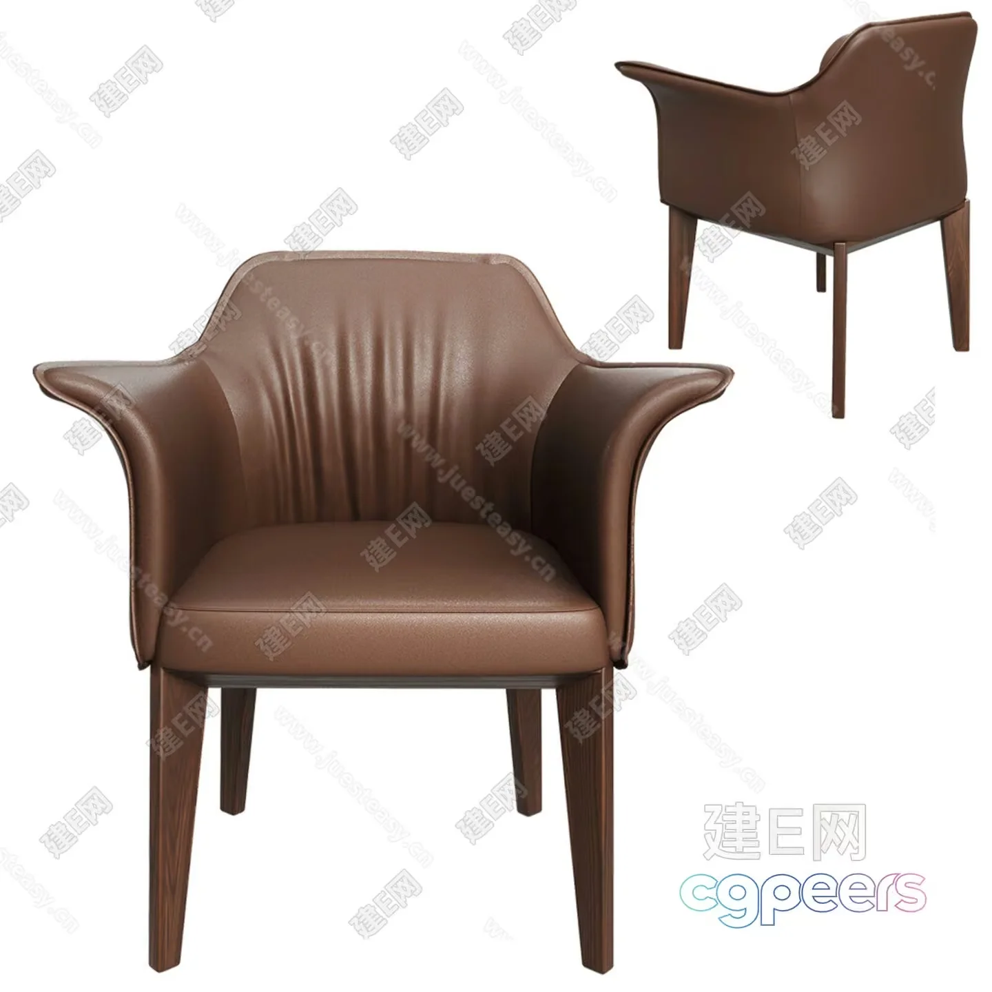 A Brown Leather Chair 3D Model – 17232 – VRAY Render