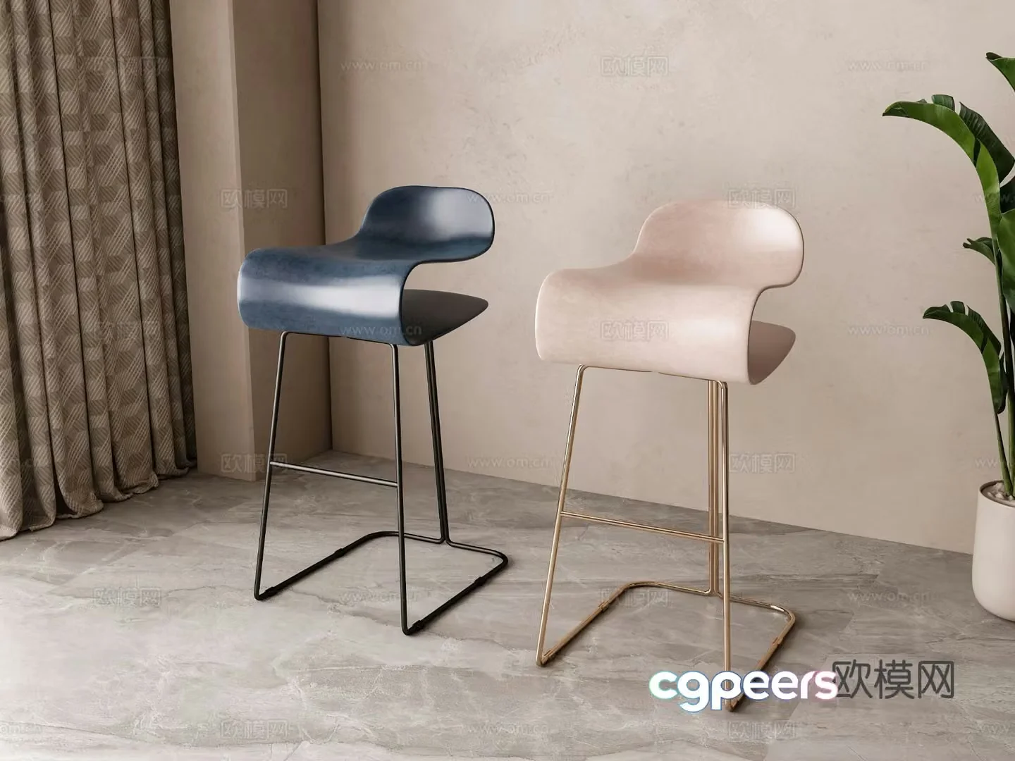 Modern bar stool bar chair bar chair 3d model