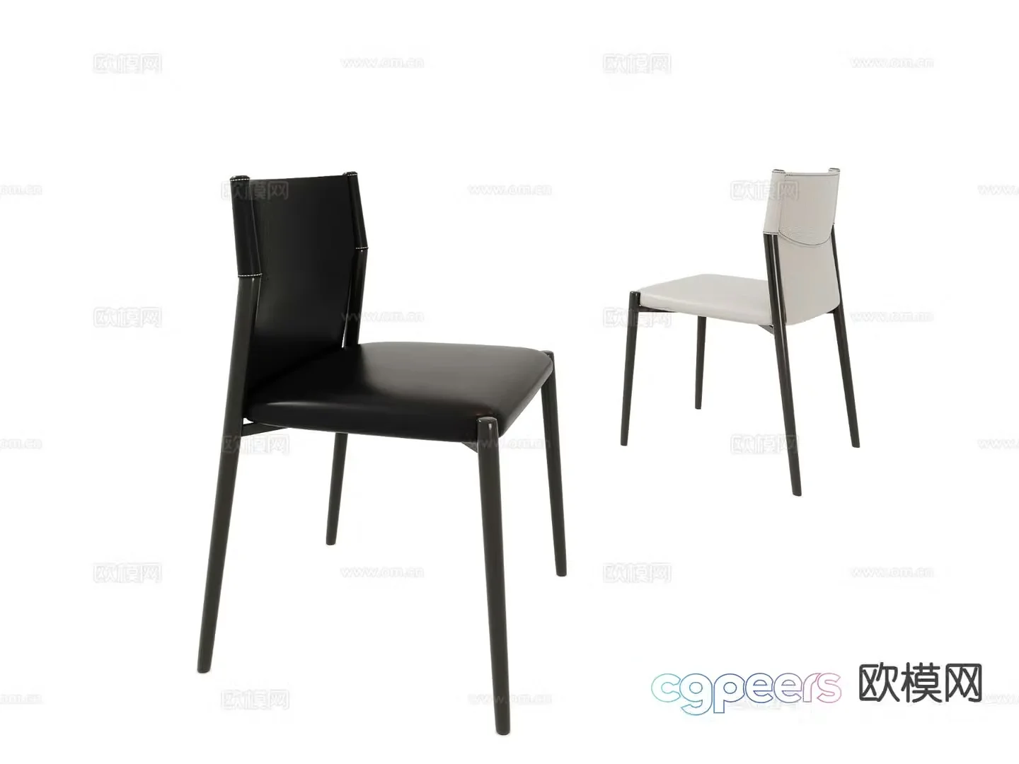 Modern dining chair leather dining chair single chair 3d model