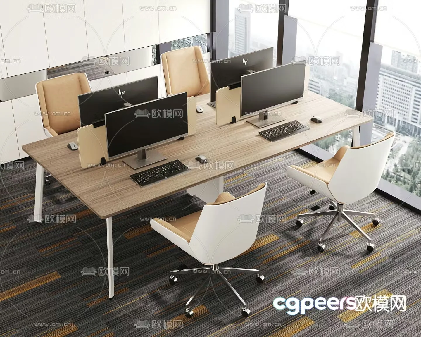Card space office desk and chair work station 3D model