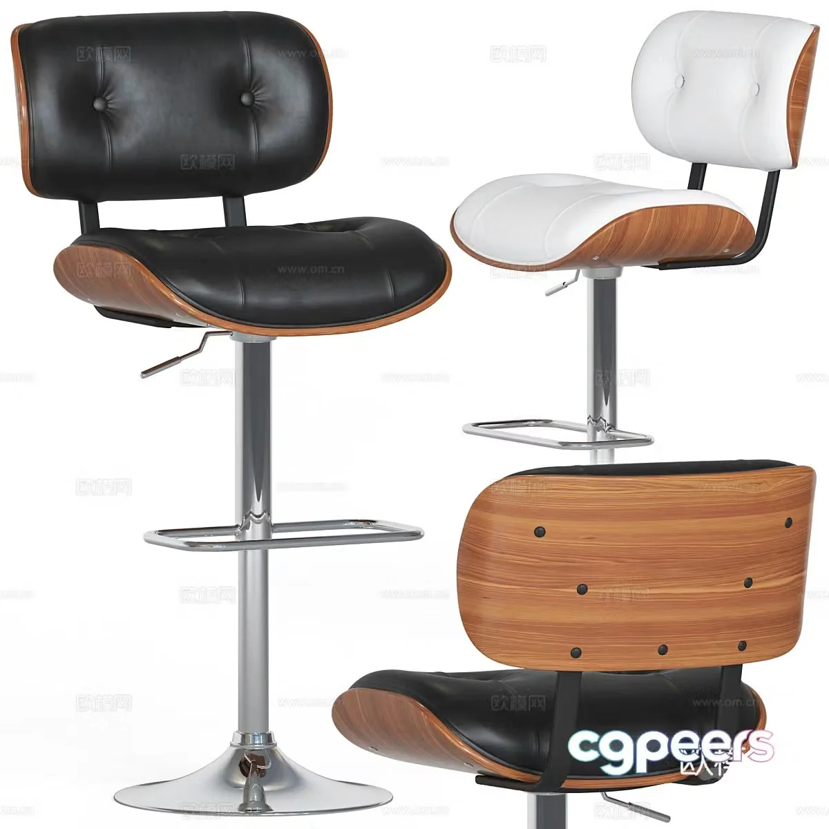 Modern Italian walnut bar chair 3d model