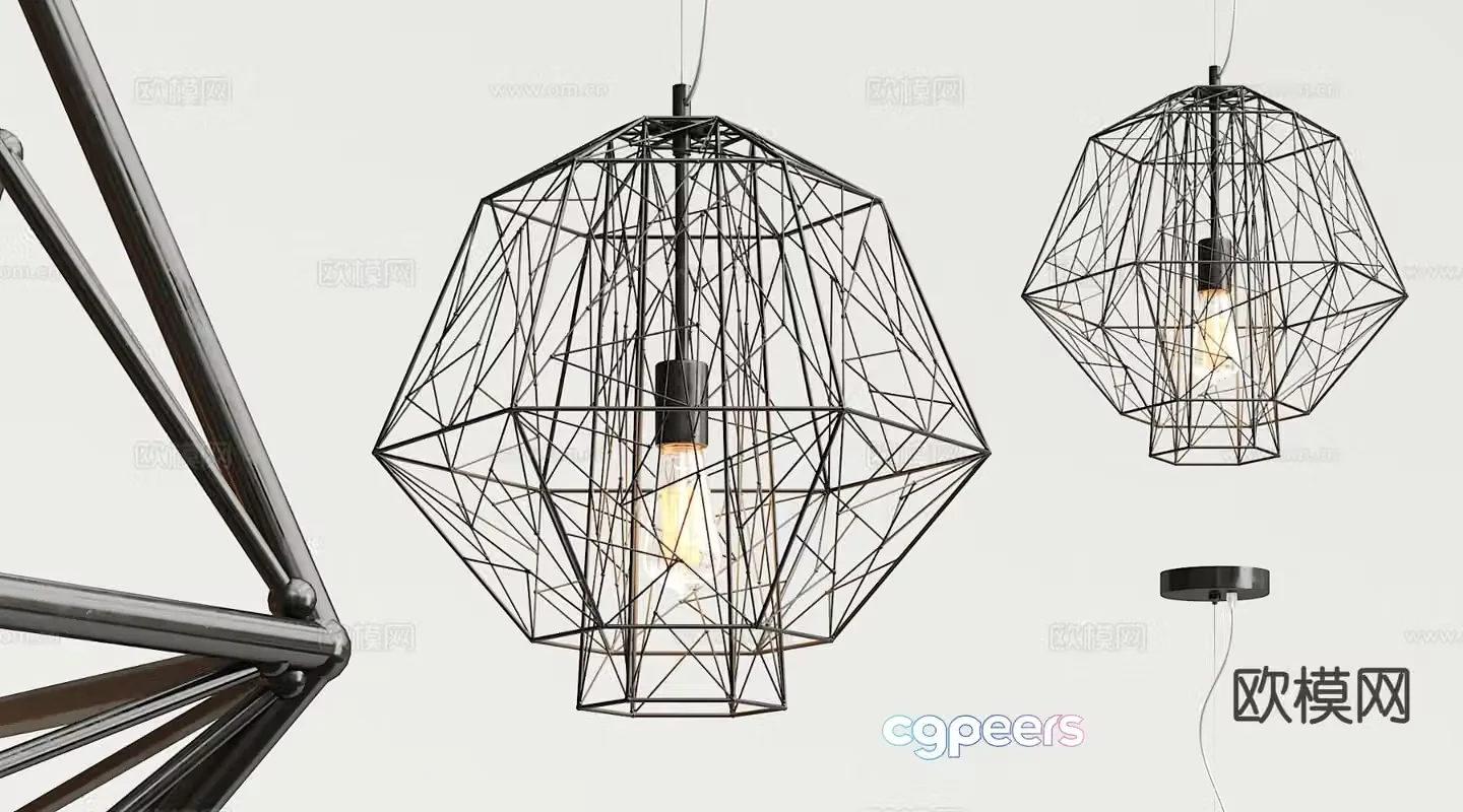Industrial style chandelier wrought iron chandelier 3d model