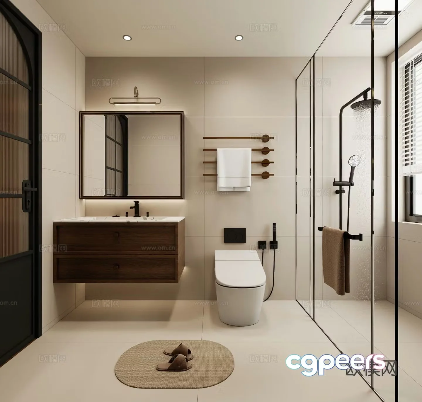 Middle style bathroom 3d model