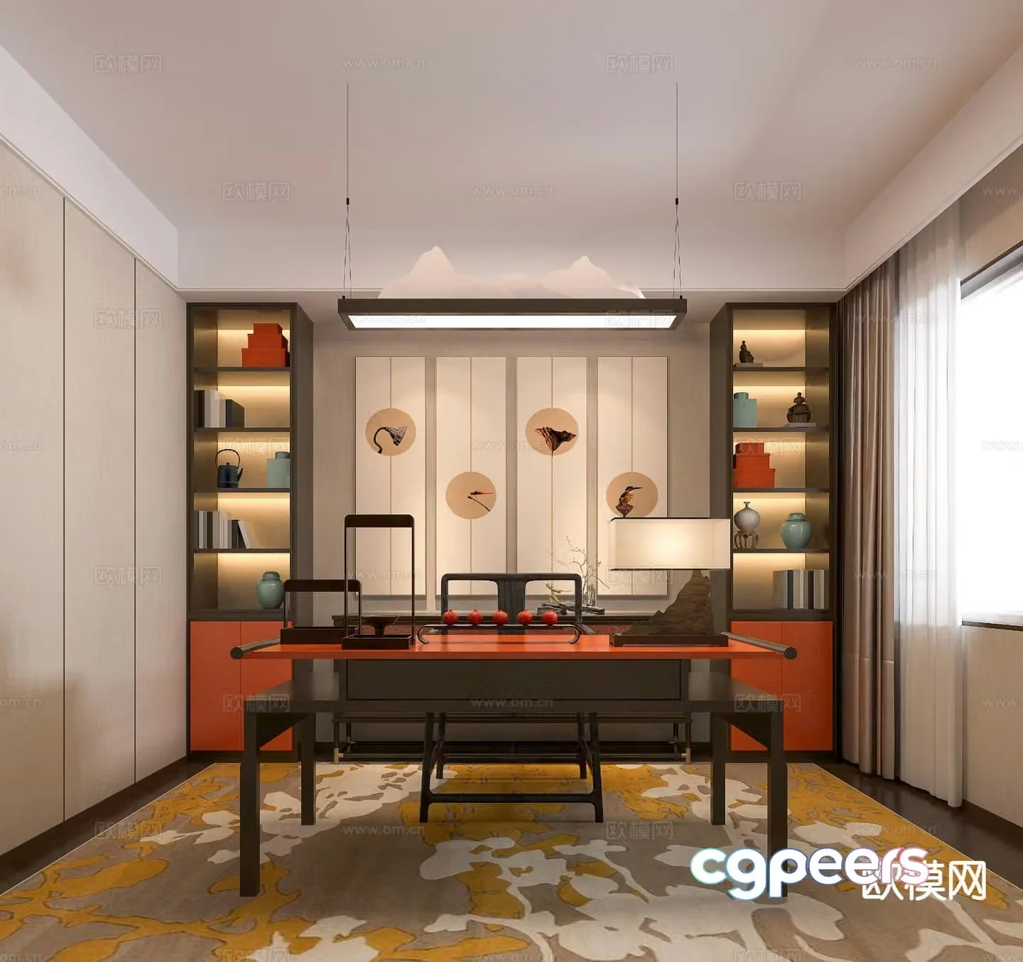 New Chinese style study 3D model