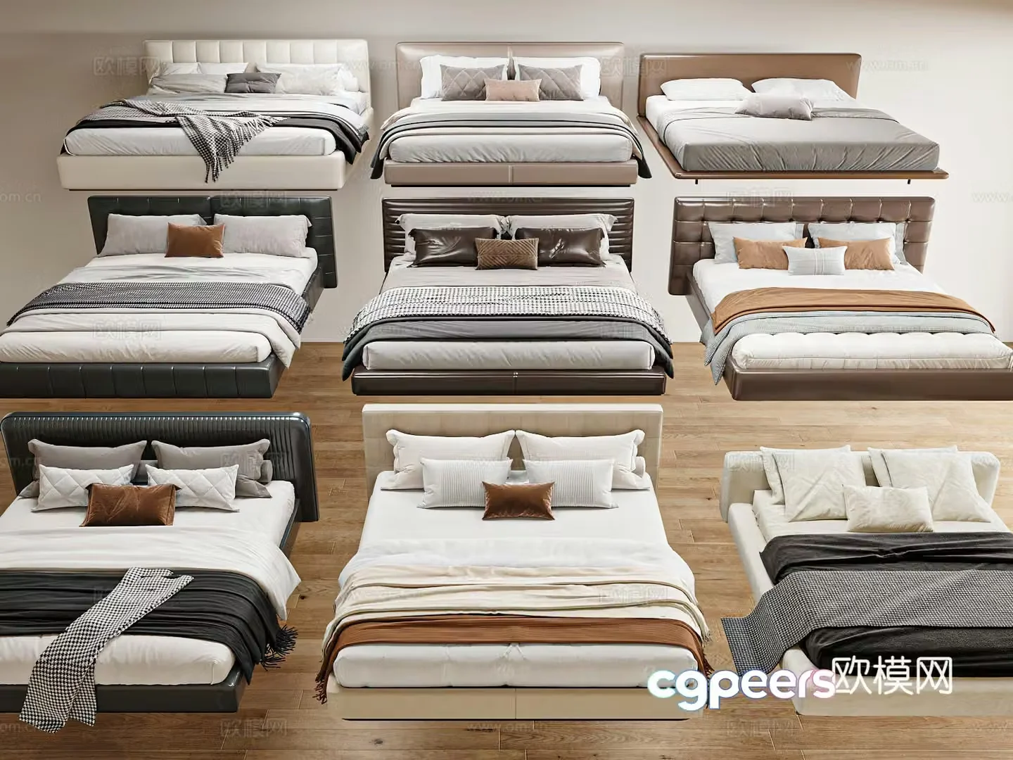 Modern Italian double bed 3d model