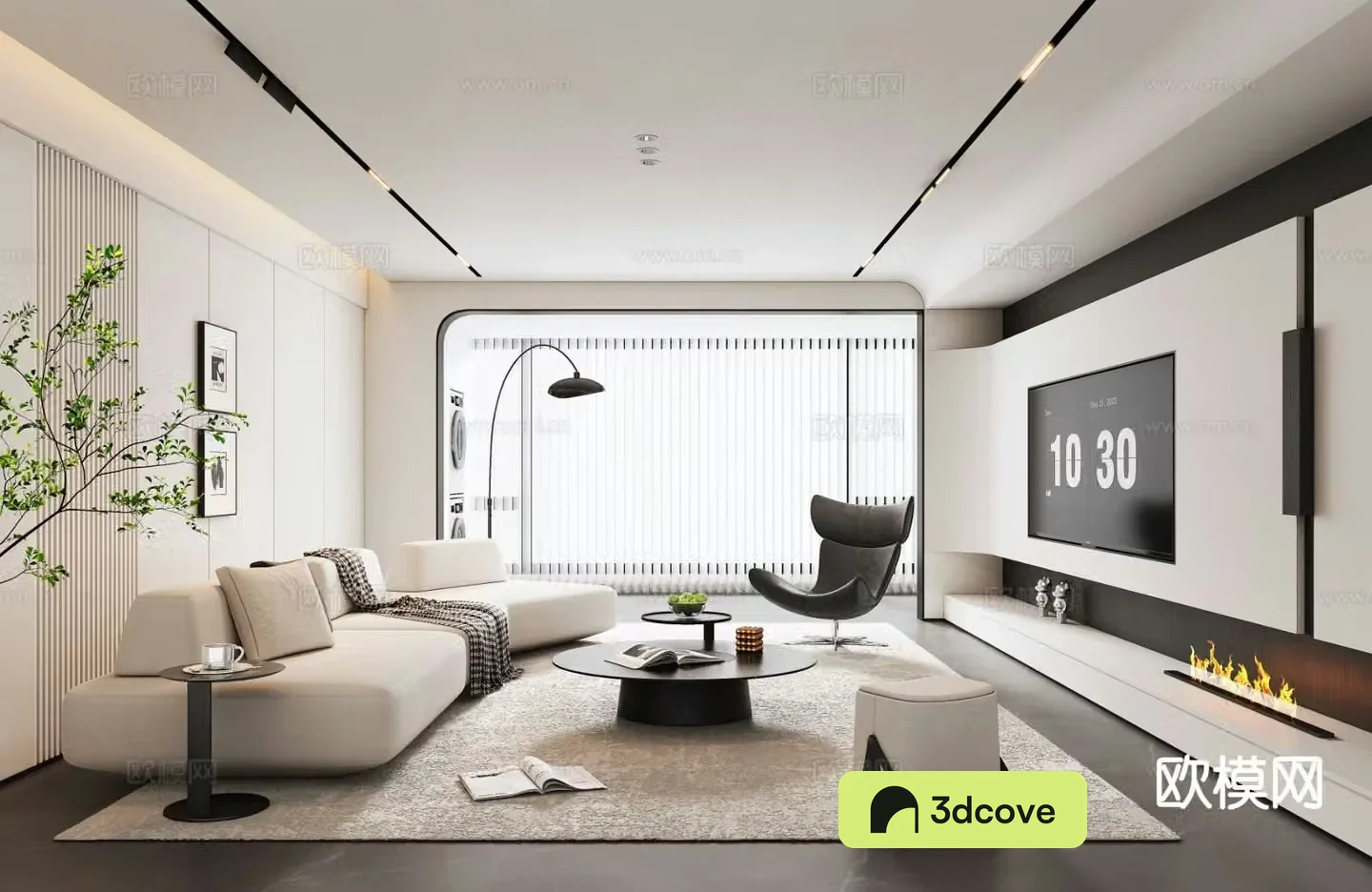 Modern living room without main light living room