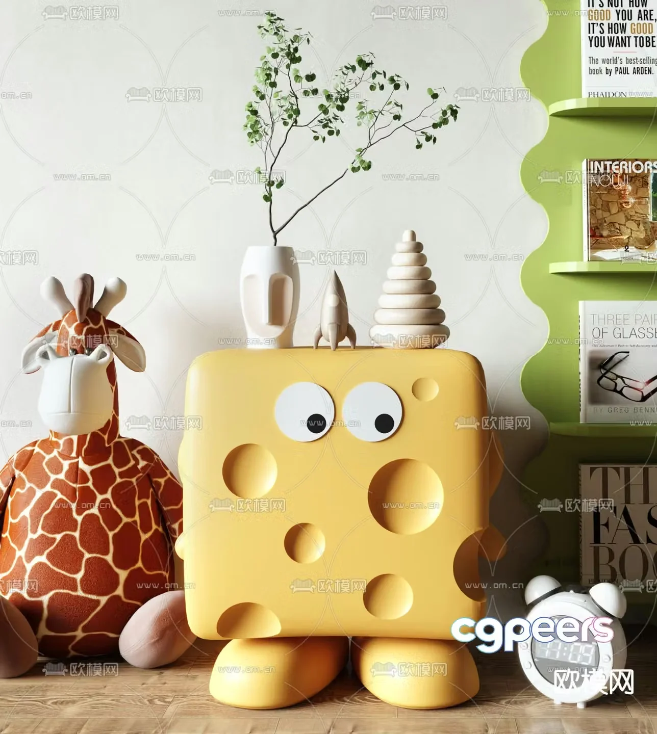 Modern children’s bedside table 3d model