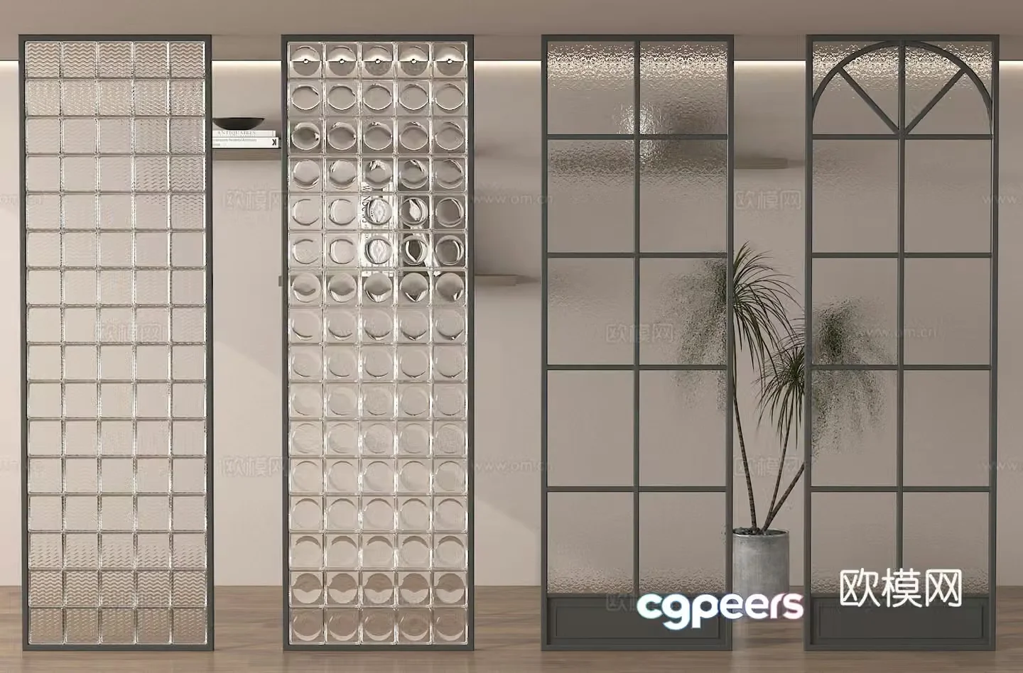 Glass partition glass screen 3d model