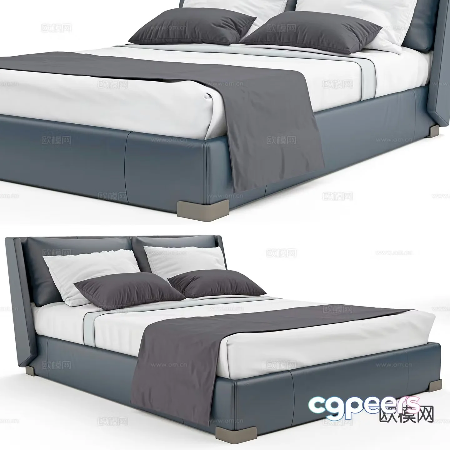 Modern double bed 3d model