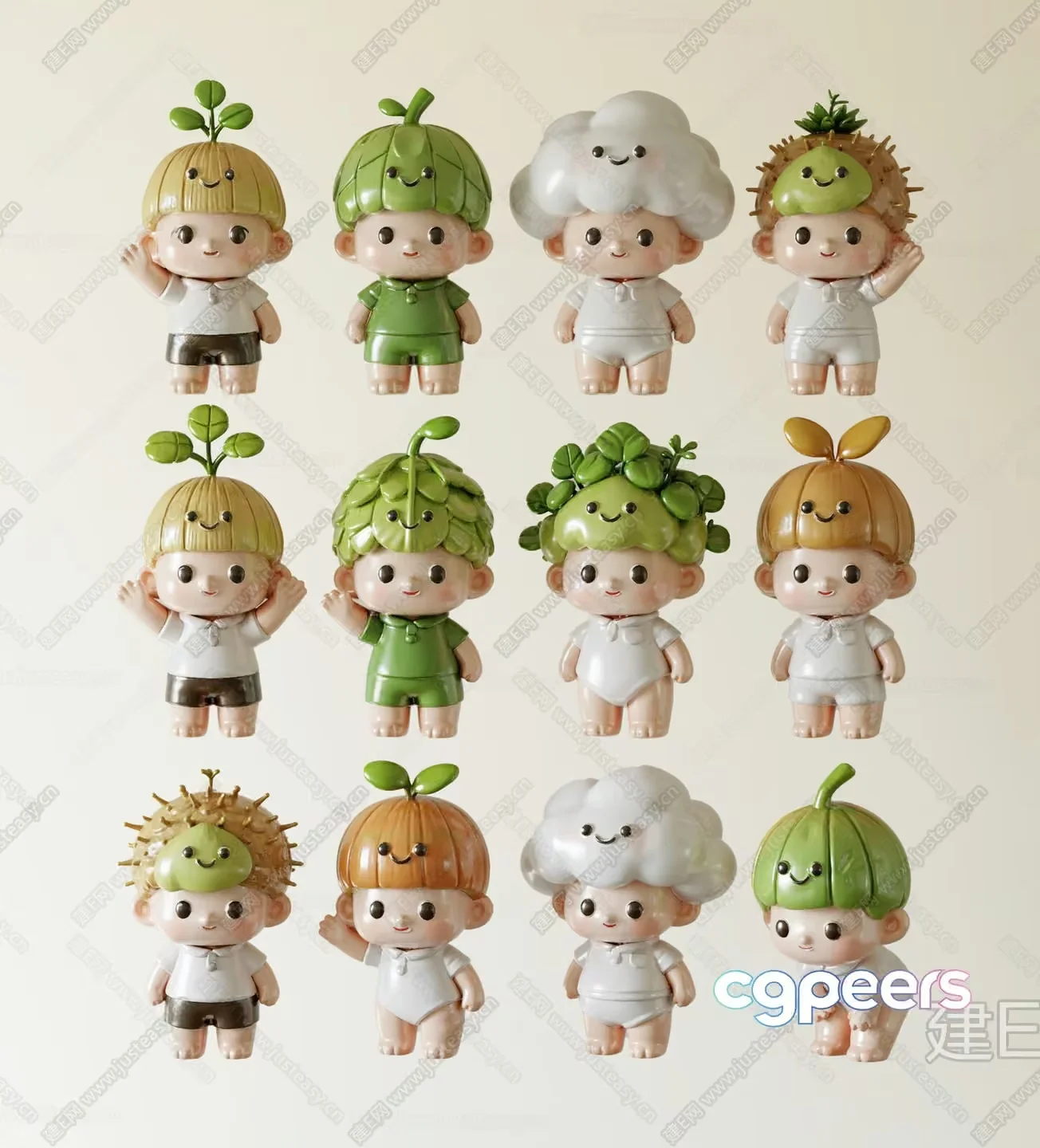 Small Cartoon Figures 3D Model – 12875 – CORONA Render