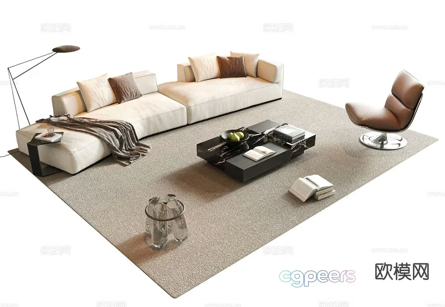 Modern sectional sofa 3d model