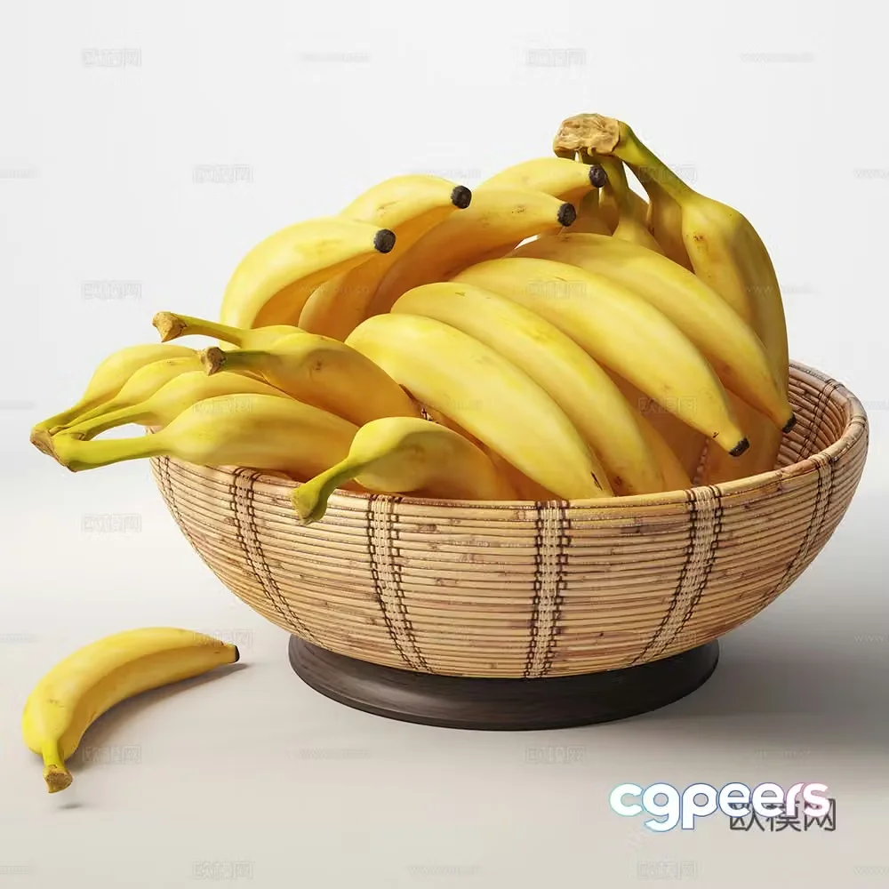 fruit fruit basket banana 3d model
