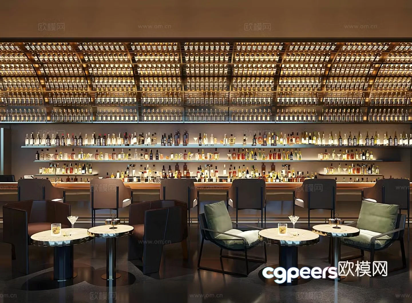 Industrial style bar clear bar tavern 3d model