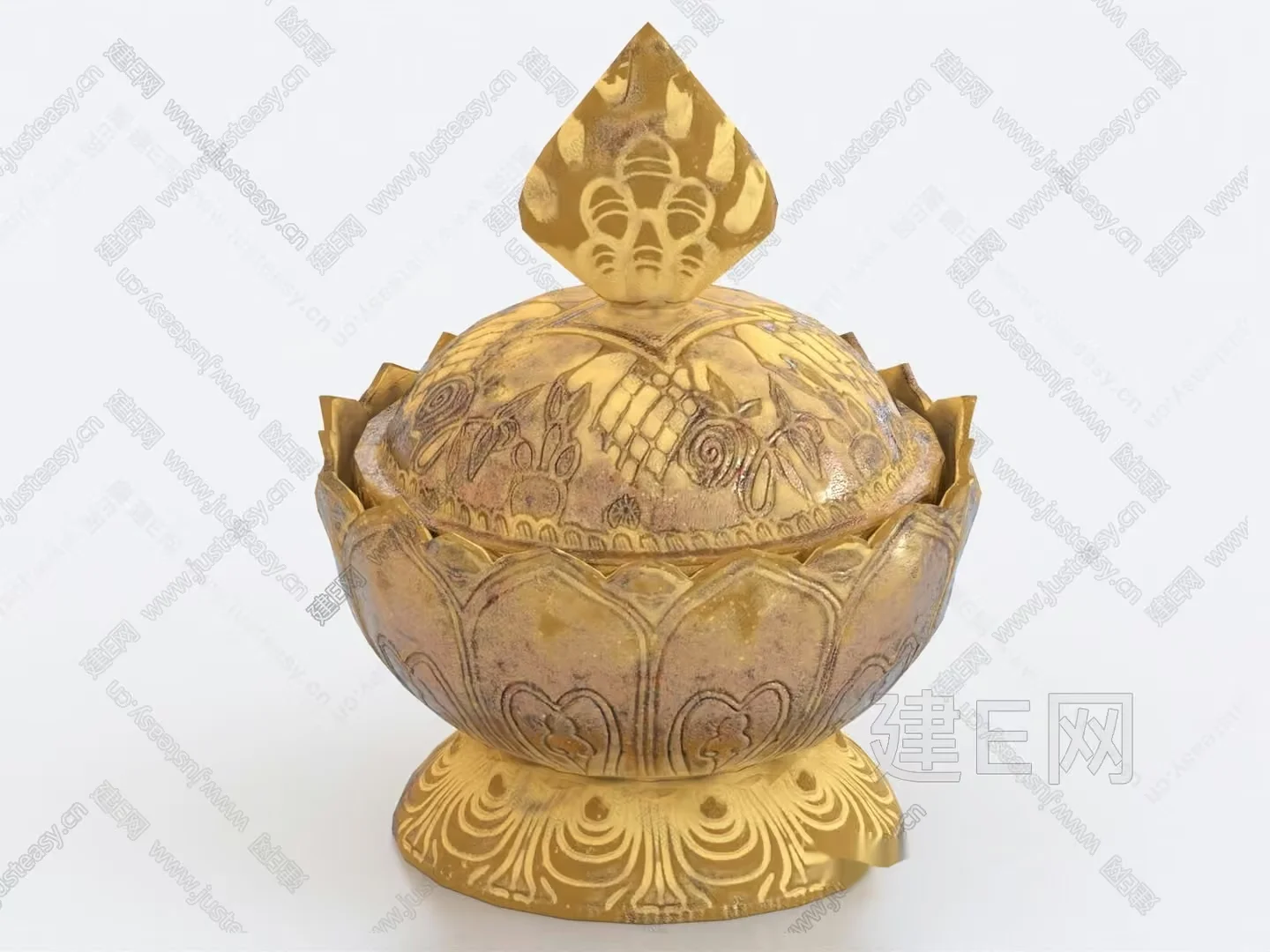 Gold Decorated Bowl 3D Model – 17648 – VRAY Render