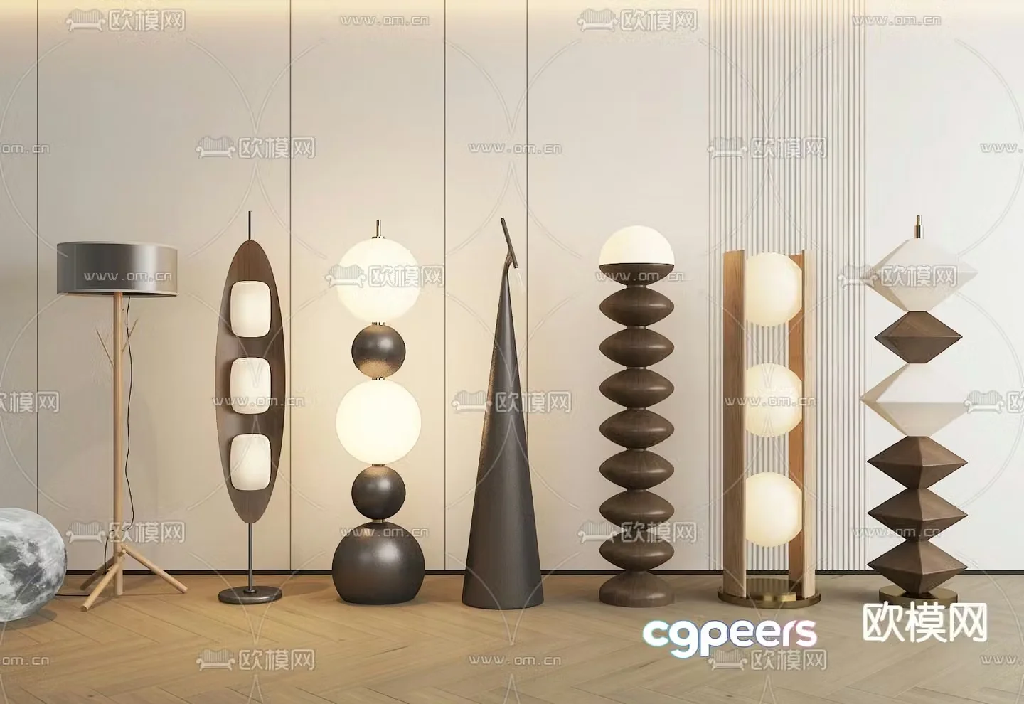 Medieval style floor lamp wabi-sabi floor lamp 3d model