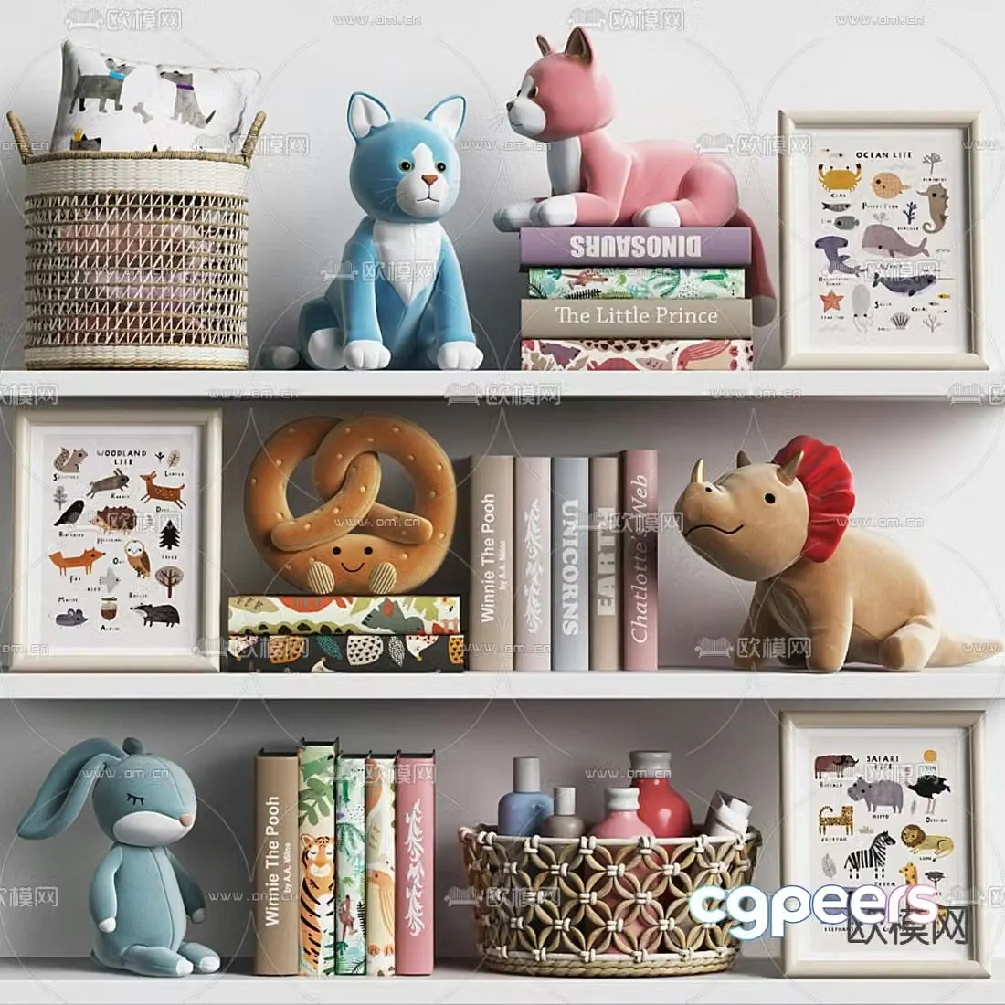 Modern children’s toys books ornaments 3d model