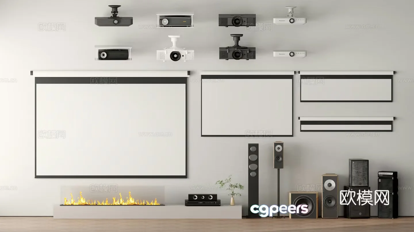 Modern Home Theater Setup 3D Model – 1596 – VRAY Render