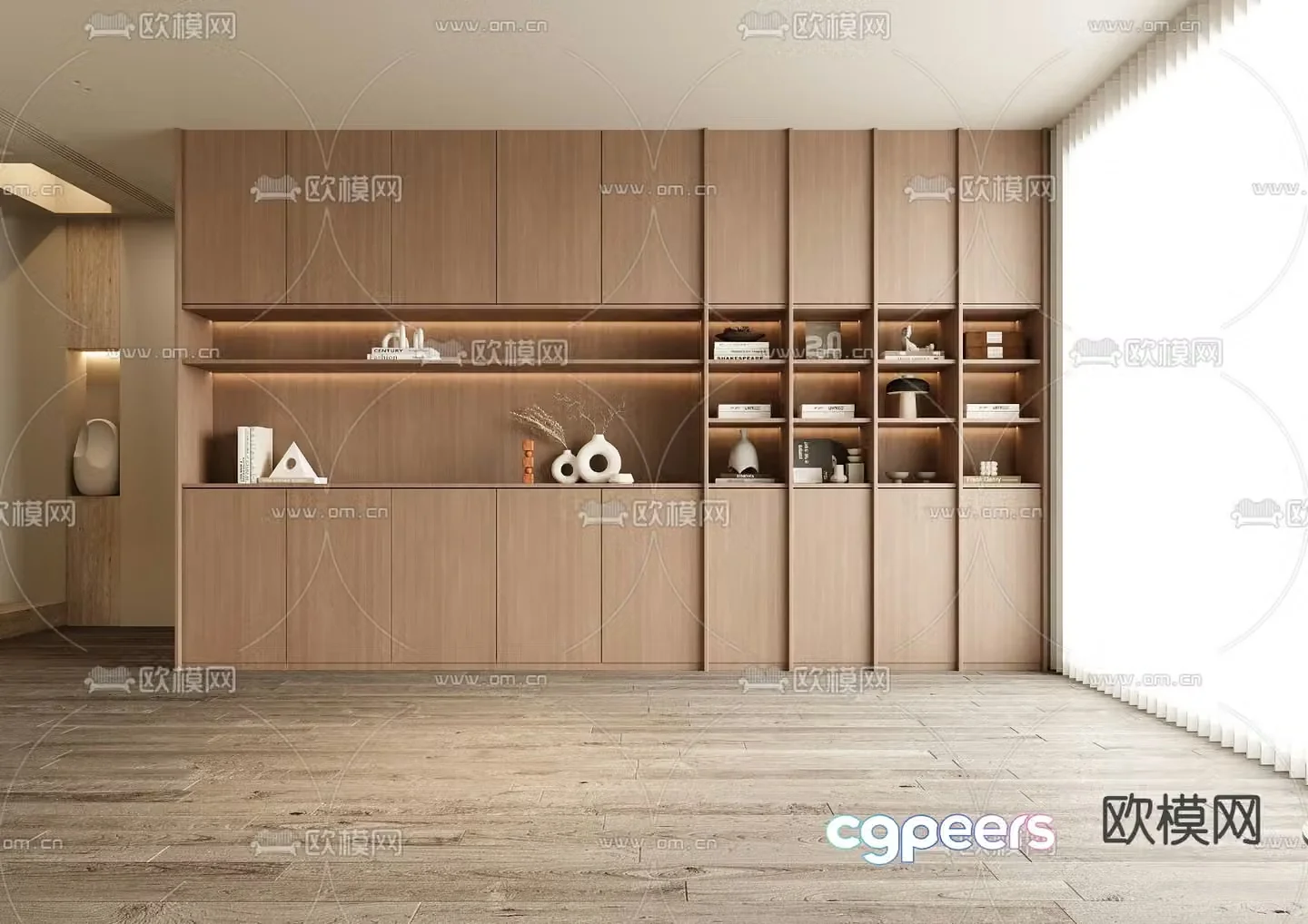 Wabi-sabi style bookcase 3d model