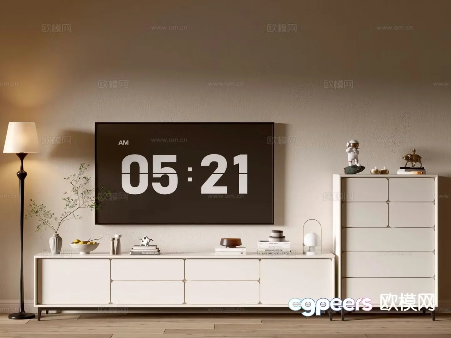 Cream style TV cabinet 3d model