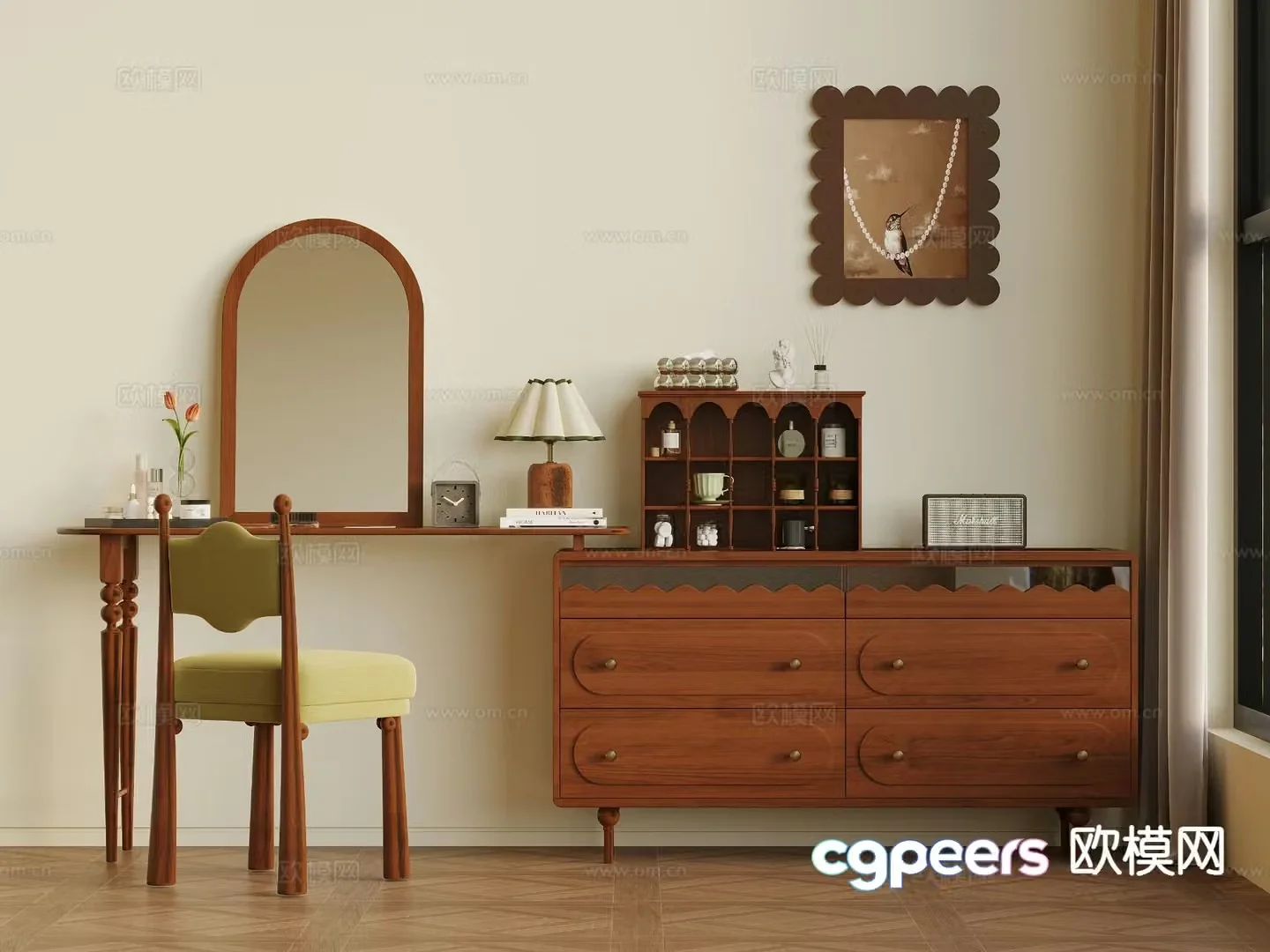 Medieval style dressing table 3d model