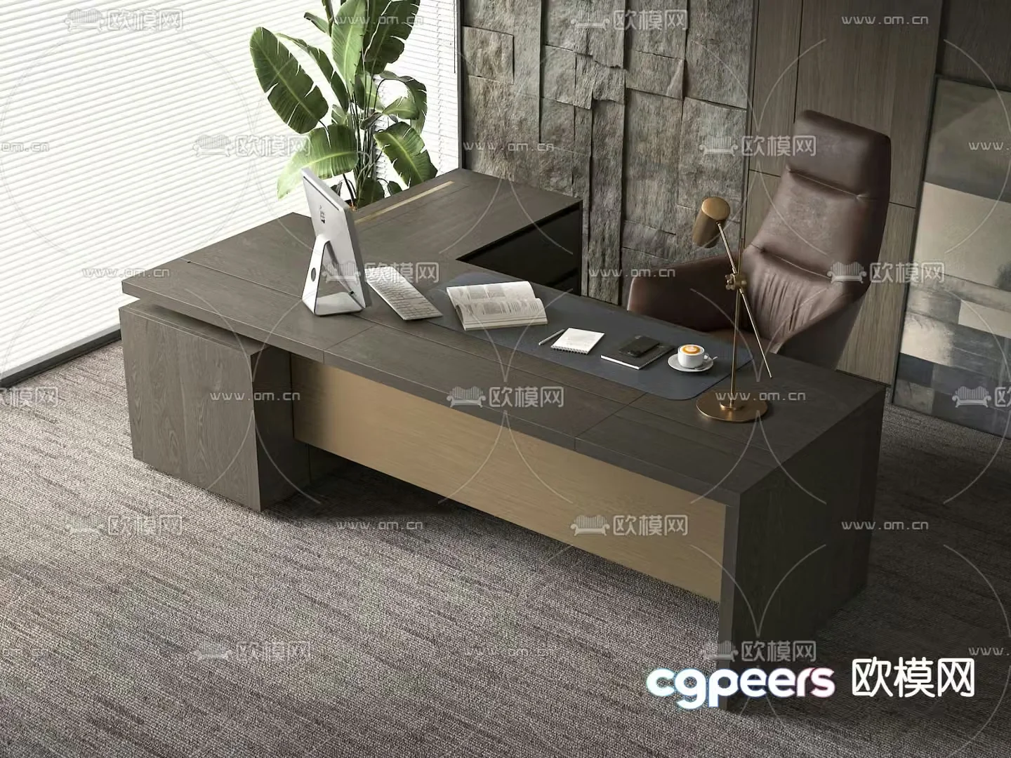 Desk table boss table office desk 3d model