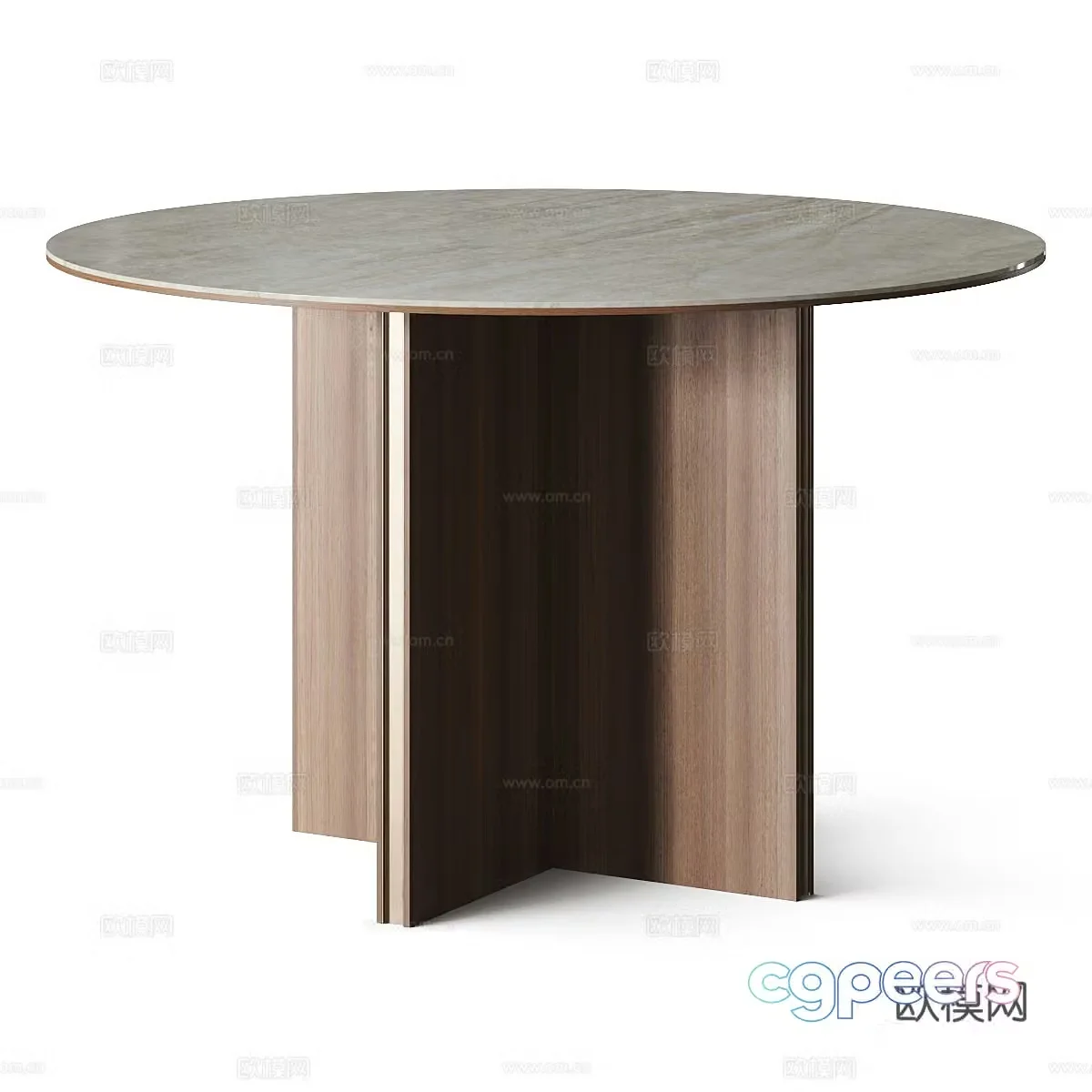 Medium-old dining table round table solid wood round table stone round table wooden table negotiation table 3d model