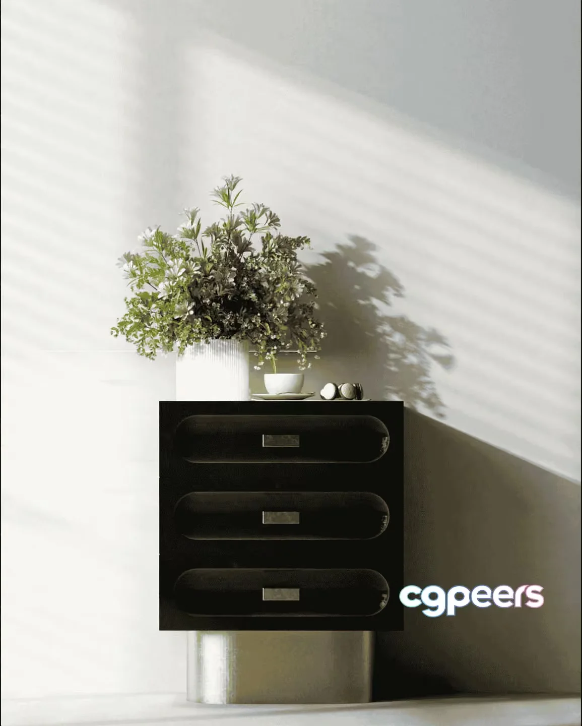 A Black Dresser 3D Model – 15002 – VRAY Render