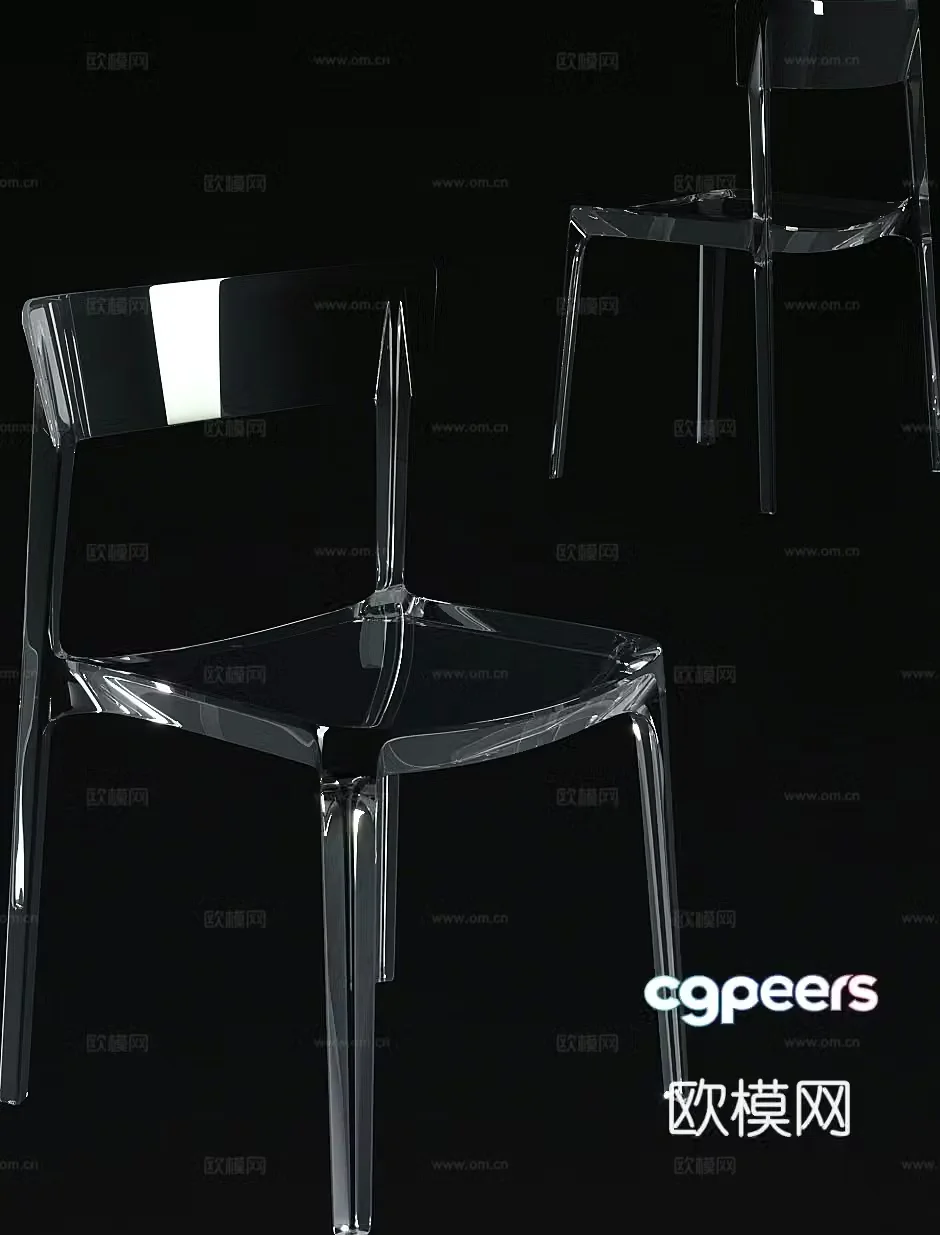 Modern acrylic single chair dining chair 3d model