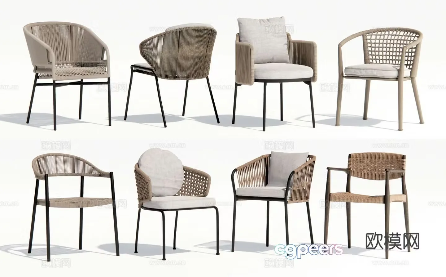 Modern outdoor chair leisure chair rattan chair 3d model