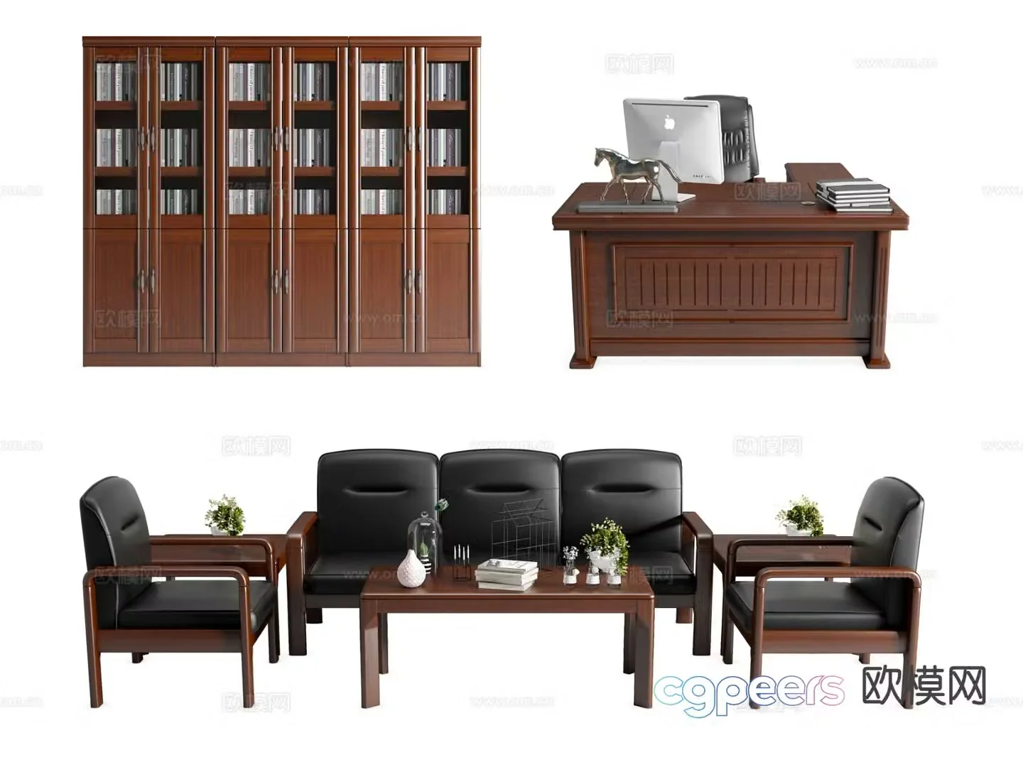 Modern executive desk and chair boss desk and chair 3d model