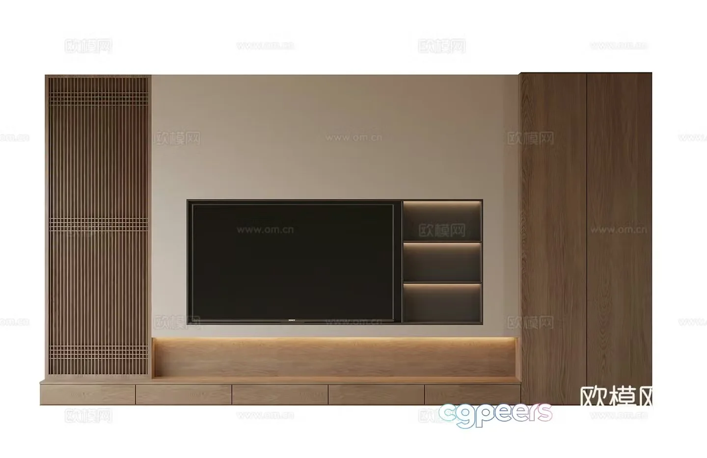 New Chinese TV Cabinet TV Background Wall TV Wall 3D Model