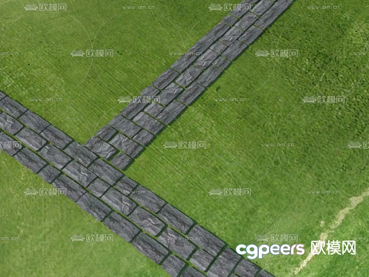 Landscape garden road park steps paving 3D model