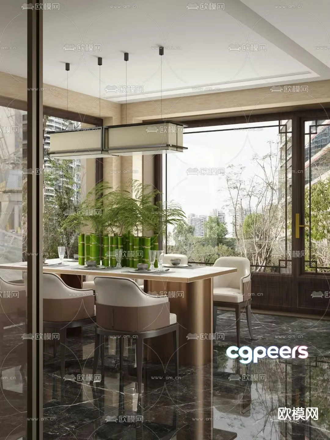 Yuguo Design New Chinese Restaurant 3D Model