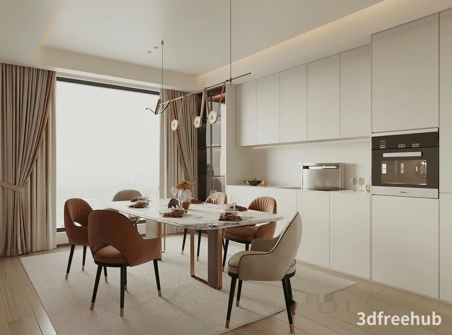 Modern Dining Room 3D Model – 21461 – VRAY Render